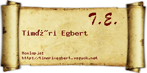 Timári Egbert névjegykártya